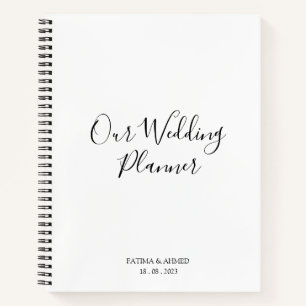 Moderner Minimal Script White Muslim Wedding Plann Notizbuch