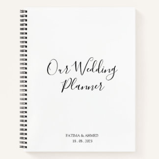 Moderner Minimal Script White Muslim Wedding Plann Notizbuch