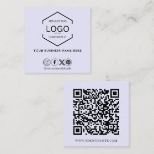 Moderner Minimal Social Media QR Code Lilac Lila Quadratische Visitenkarte