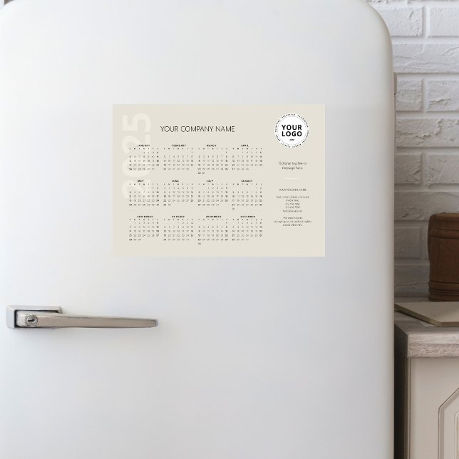 Moderner Minimal Taupe Business Kalender 2025 Magnetkarte (Von Creator hochgeladen)