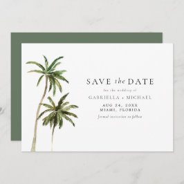 Moderner Minimal Tropical Beach Palm Save the Date Einladung