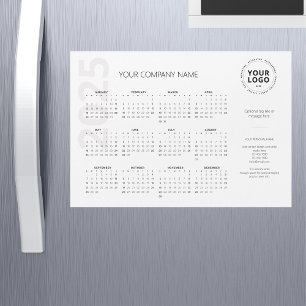 Moderner Minimal White Business Kalender 2025 Magnetkarte