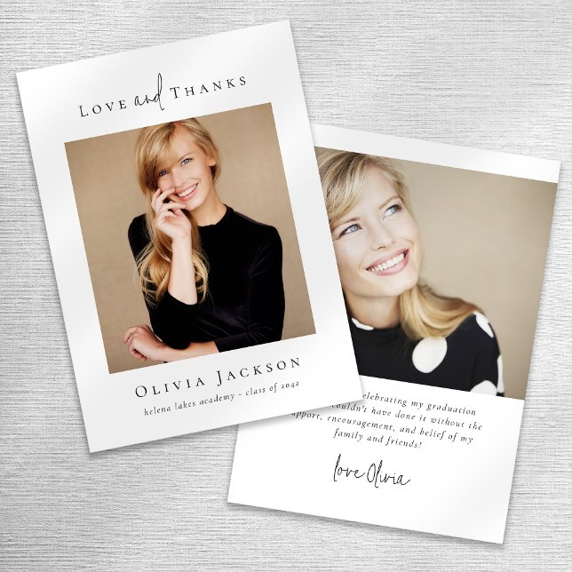 Moderner Minimaler Abschluss für Skript-Foto Dankeskarte (Von Creator hochgeladen)