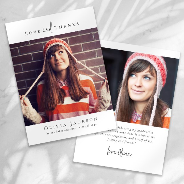 Moderner Minimaler Abschluss für Skript-Foto Dankeskarte (Von Creator hochgeladen)