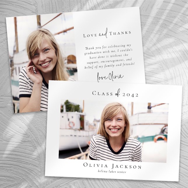 Moderner Minimaler Abschluss für Skript-Foto Dankeskarte (Von Creator hochgeladen)