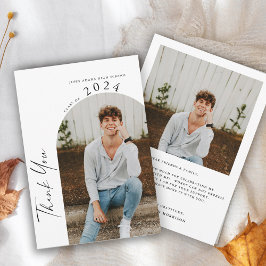 Moderner Minimaler Abschluss mit zwei Fotos Dankeskarte