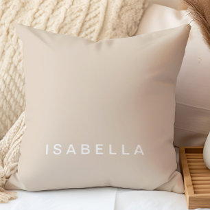 Moderner minimaler Beige Personalisierter Name Kissen