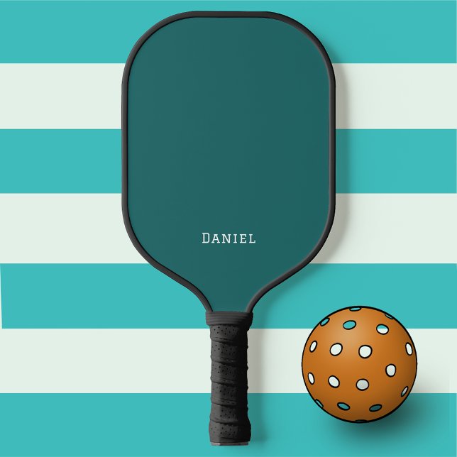 Moderner Minimaler dunkler Aquamariner Monogramm V Pickleball Schläger (Von Creator hochgeladen)