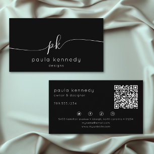 Moderner Minimaler Eleganter QR-Code für Schwarzes Visitenkarte