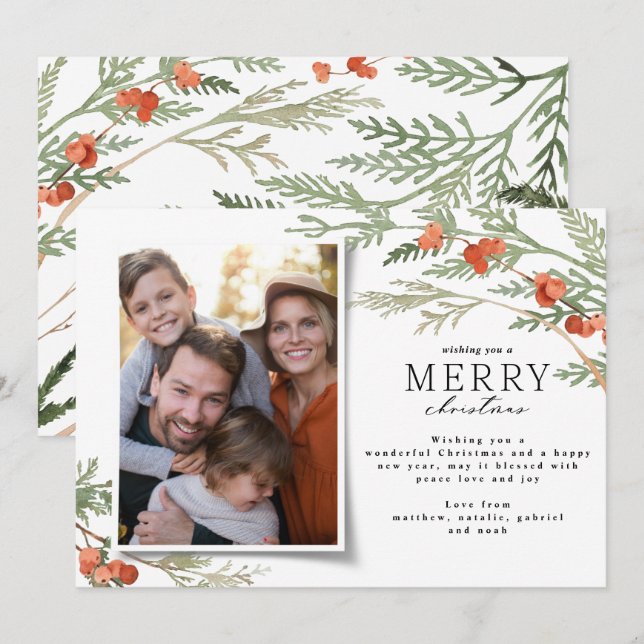 Moderner minimaler Foto Weihnachten Elegante Eukal (Vorne/Hinten)