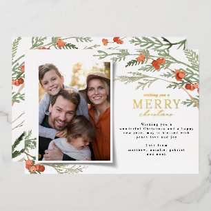 Moderner minimaler Foto Weihnachten Elegante Eukal Folien Feiertagskarte