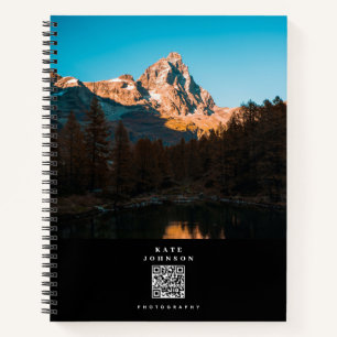 Moderner Minimaler Fotograf QR-Code Social Media Notizbuch
