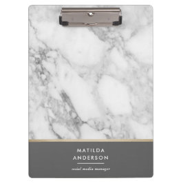 Moderner minimaler Marmor und Gold geometrisch Klemmbrett