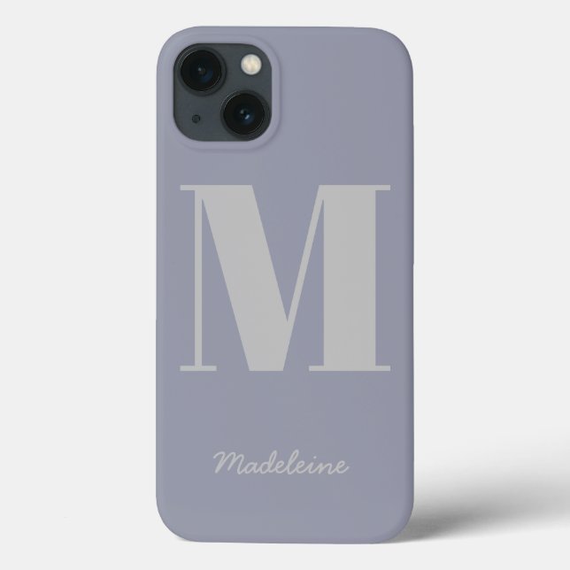 Moderner Minimaler Monogramm Lila Anfangsgrauname Case-Mate iPhone Hülle (Rückseite)