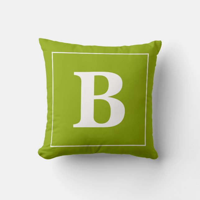 Moderner Minimaler Personalisierter Monogramm-Rahm Kissen (Vorderseite)