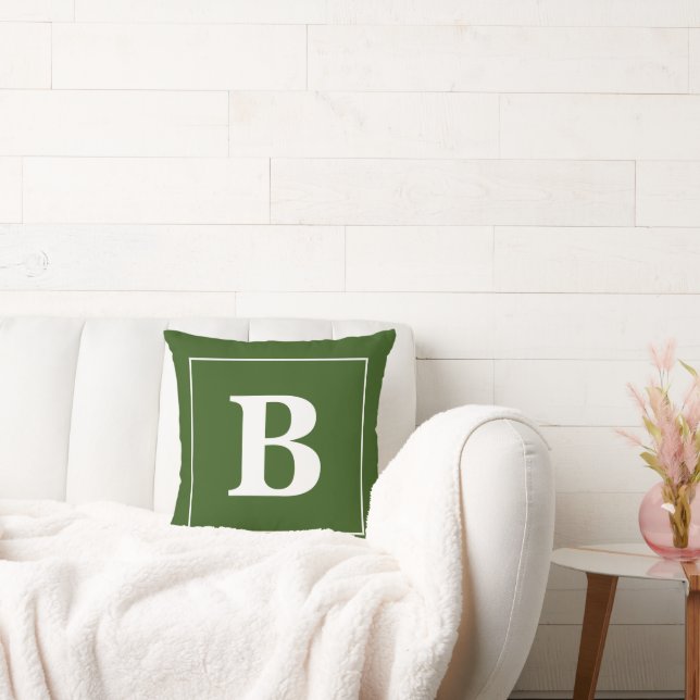 Moderner Minimaler Personalisierter Monogramm-Rahm Kissen (Liege)