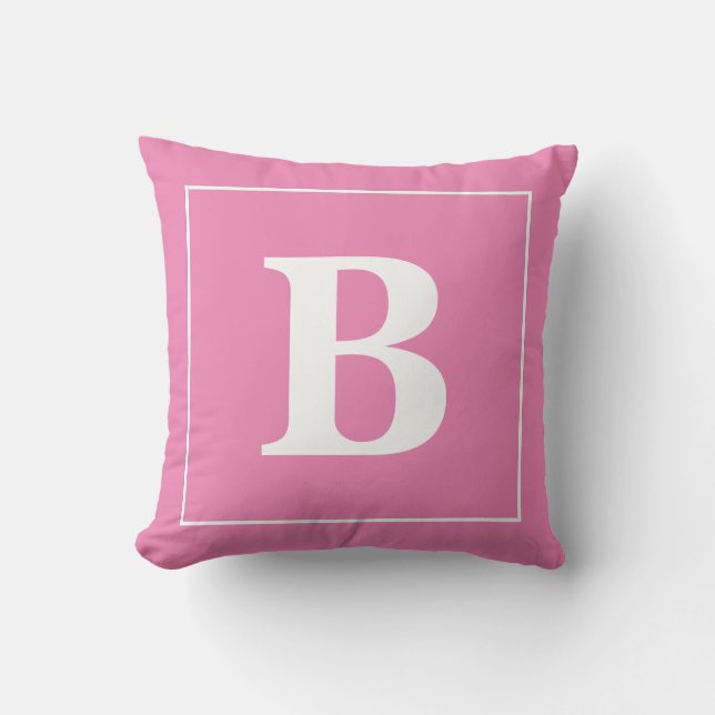 Moderner Minimaler Personalisierter Monogramm-Rahm Kissen (Vorderseite)