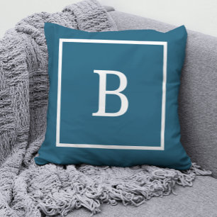 Moderner Minimaler Personalisierter Monogramm-Rahm Kissen