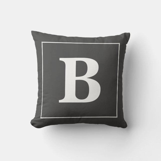 Moderner Minimaler Personalisierter Monogramm-Rahm Kissen (Vorderseite)