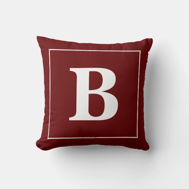 Moderner Minimaler Personalisierter Monogramm-Rahm Kissen (Vorderseite)