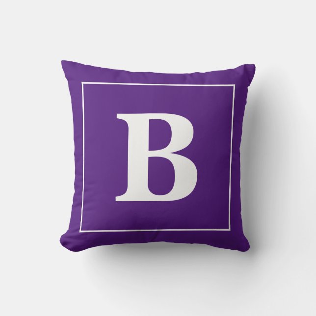 Moderner Minimaler Personalisierter Monogramm-Rahm Kissen (Vorderseite)