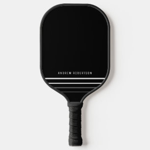 Moderner Minimaler Personalisierter Name Schwarz Pickleball Schläger