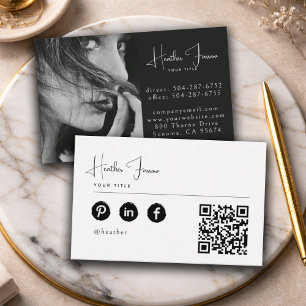 Moderner Minimaler Professioneller Foto-Social-QR- Visitenkarte