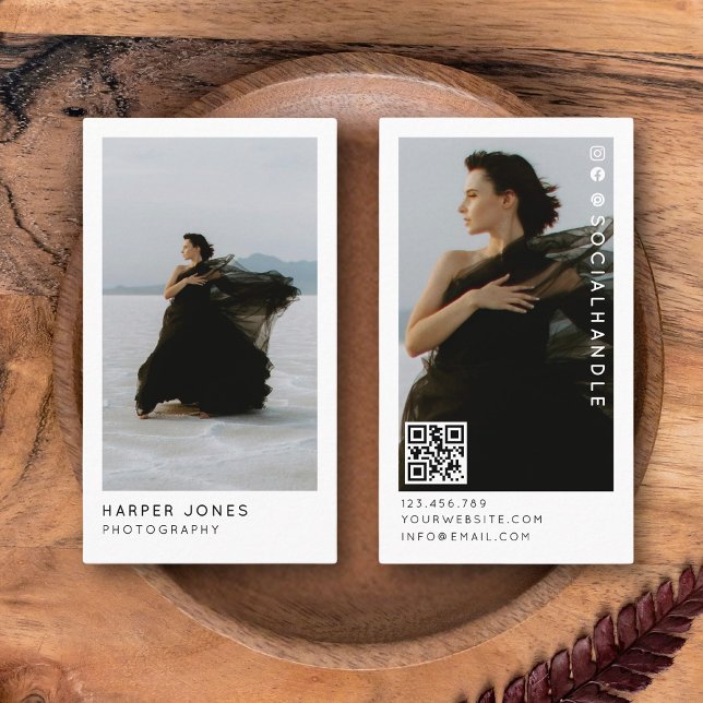 Moderner Minimaler QR-Code Beruflich 2 Foto Visitenkarte (Von Creator hochgeladen)