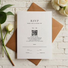 Moderner Minimaler Qr-Code für Hochzeiten RSVP Karte