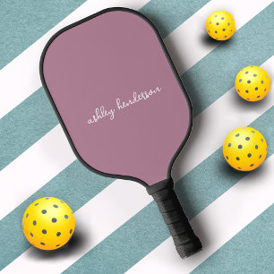Moderner minimaler rosa-rosa-kursiver Monogramm-Na Pickleball Schläger
