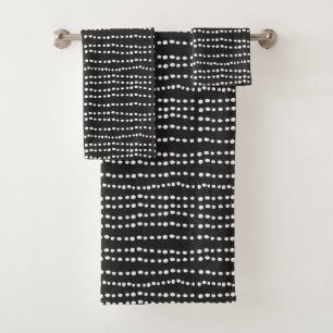 Moderner Minimaler Schwarz-Weiß-Polka-Punkt Badhandtuch Set