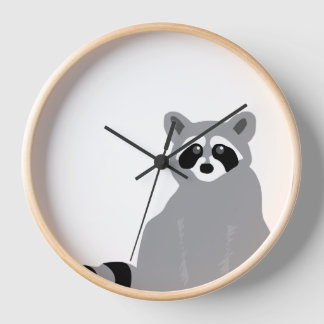 Moderner Minimaler Schwarz-Weiß-Raccoon Uhr