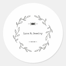 Moderner Minimaler Schwarz-Weiß-Wald-Mond Runder Aufkleber