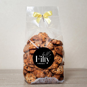 Moderner minimaler Schwarz-weißer 50. Geburtstag Runder Aufkleber