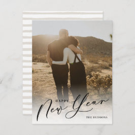 Moderner Minimaler Script-Happy New Year Foto Holi Feiertagskarte