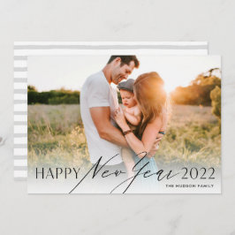 Moderner Minimaler Script-Happy New Year Foto Holi Feiertagskarte