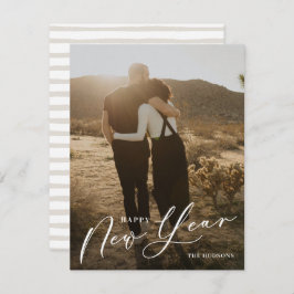 Moderner Minimaler Script-Happy New Year Foto Holi Feiertagskarte