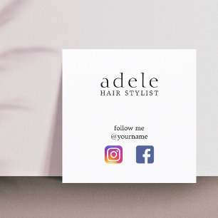 Moderner minimaler Sozialmedium-Haar-Stylist Quadratische Visitenkarte