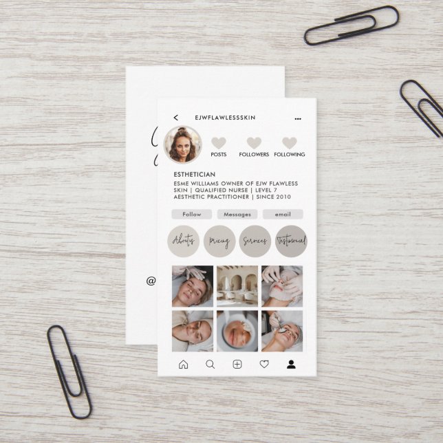 Moderner minimaler, stylischer Multi-Foto QR CODE Visitenkarte (Vorderseite/Rückseite Beispiel)