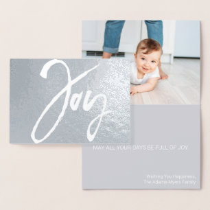 Moderner Minimaler Weihnachtsfoto-Card Joy Foil Folienkarte