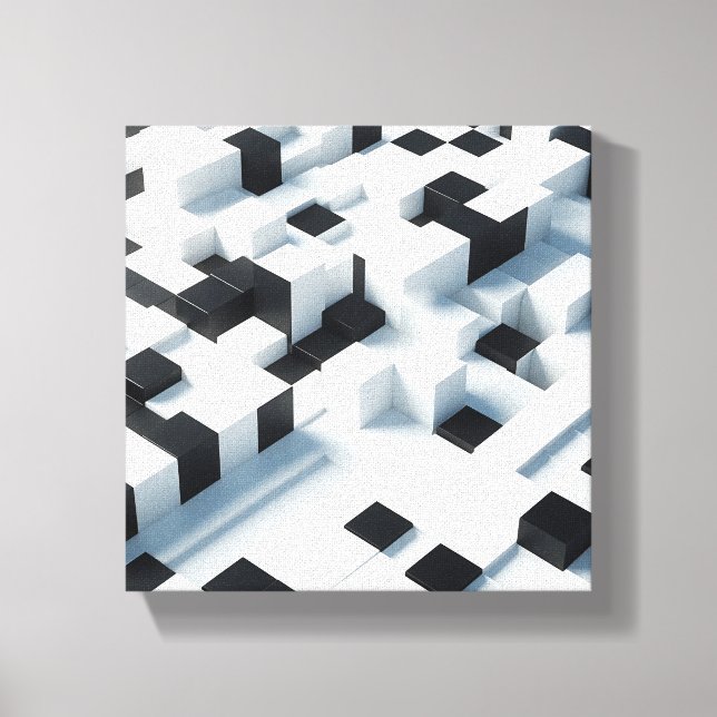 Moderner minimalisitischer 3D-isometrischer Würfel Leinwanddruck (Vorderseite)