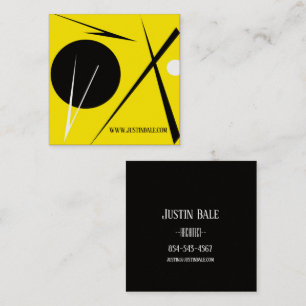 Moderner Minimalismus Abstrakt Art Gelb Schwarz-we Quadratische Visitenkarte