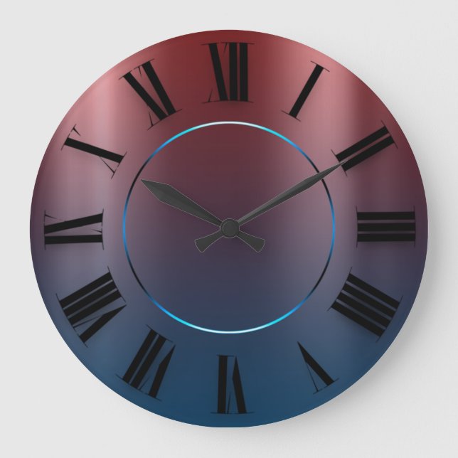 Moderner Minimalismus Burgund Maroon römische Zahl Große Wanduhr (Vorderseite)