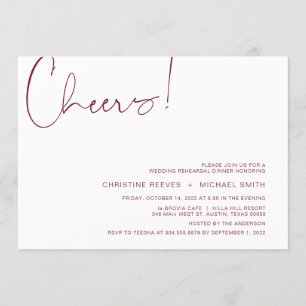 Moderner Minimalismus Burgund Script Probe Dinner Einladung