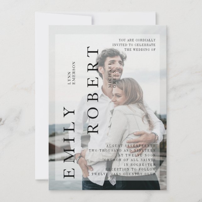 Moderner Minimalismus Einladung White Hochzeit (Vorderseite)