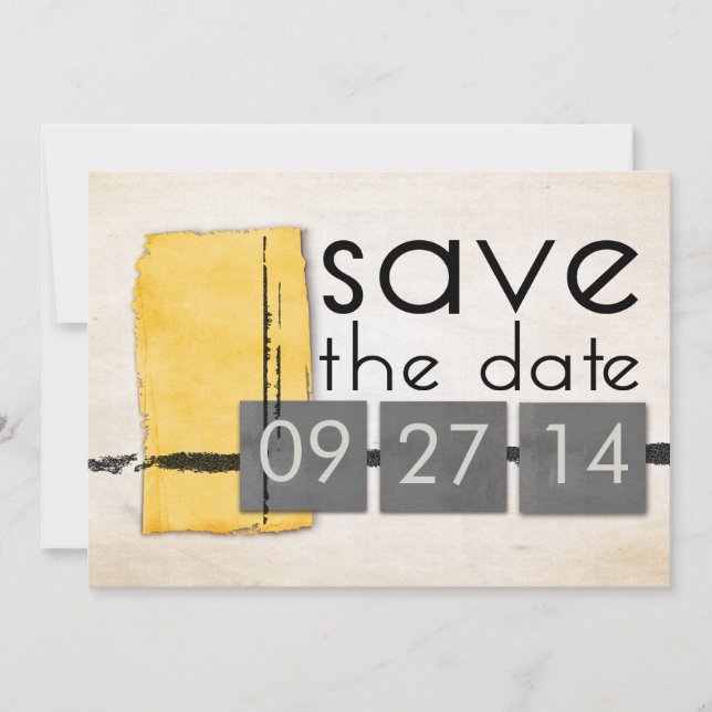 Moderner Minimalismus Gelbgrau Save the Date (Vorderseite)