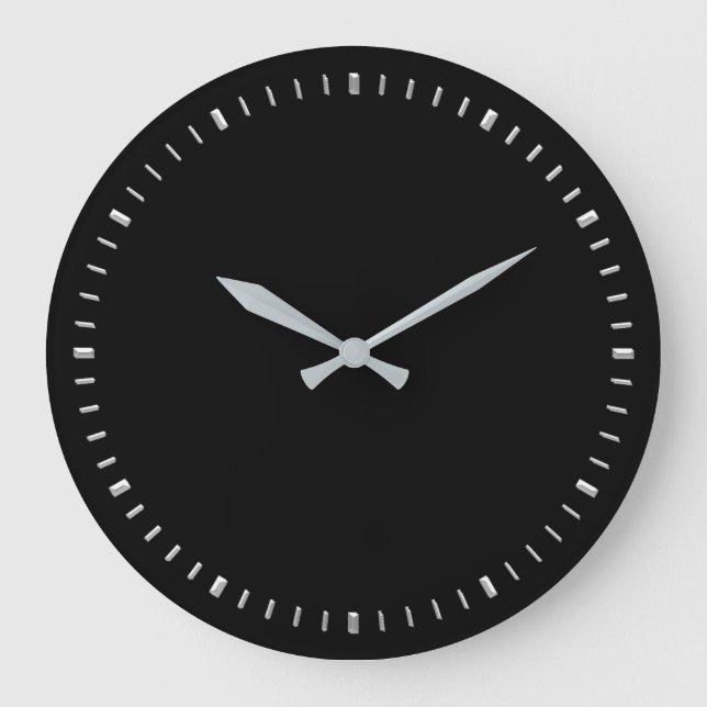 Moderner Minimalismus Silbergrau Schwarz Abstrakt Große Wanduhr (Vorderseite)