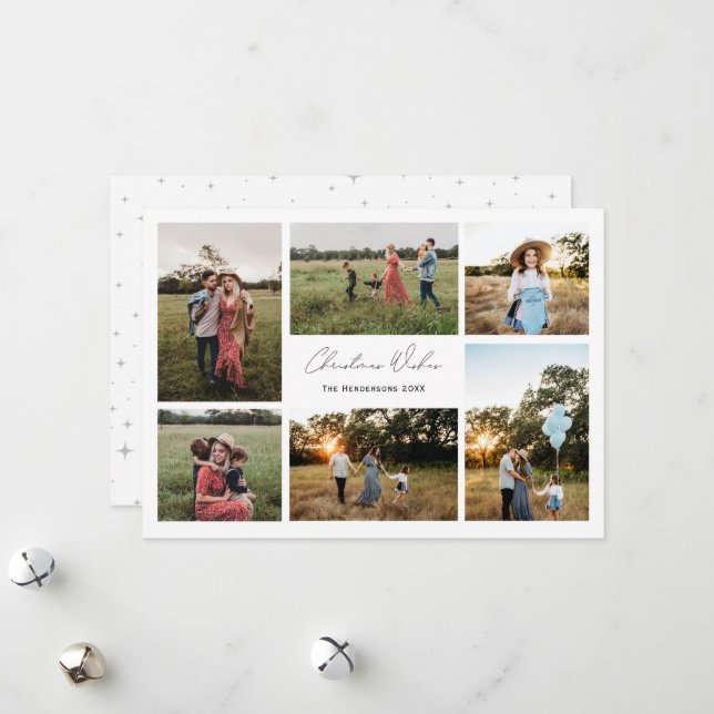 Moderner Minimalismus Weihnachten wünscht 6 Foto (Vorderseite/Rückseite Beispiel)