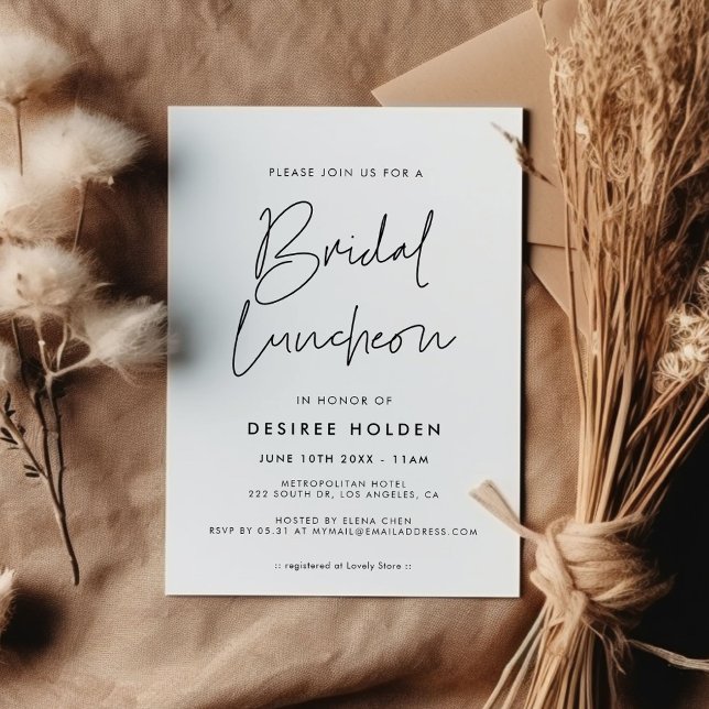 Moderner Minimalist Bridal Mittag Einladung (Von Creator hochgeladen)