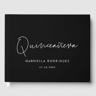 Moderner Minimalist Quinceañera Geburtstag Gästebuch